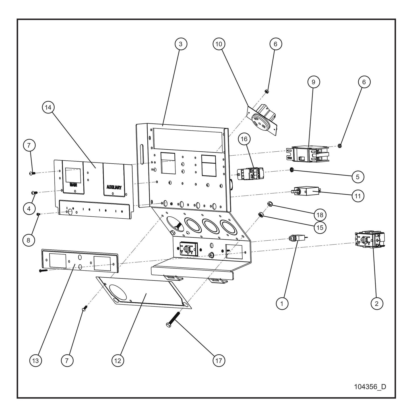 Outlet Panel 8kW, 1-RV, 2-GFCI Parts By Allmand