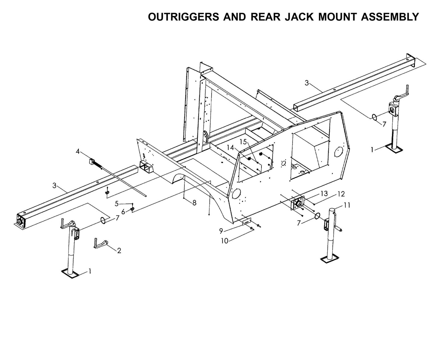 Maxi-Lite 15330 and 20330-Outriggers and Rear Jack Mount Assembly Parts By Allmand