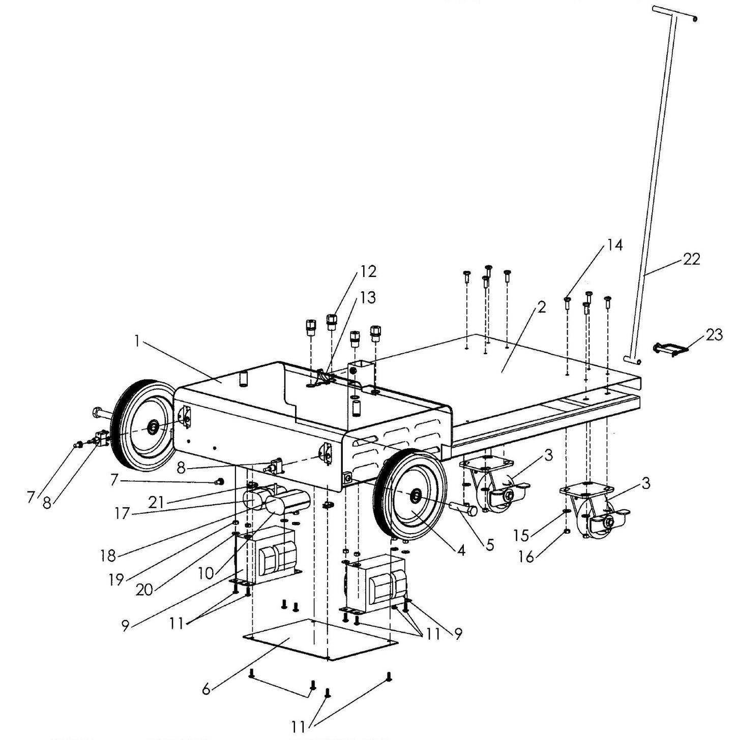 Port-A-Lite 1250W2 & 2500W4 - PAL 2500W4 Base Assembly Parts By Allmand