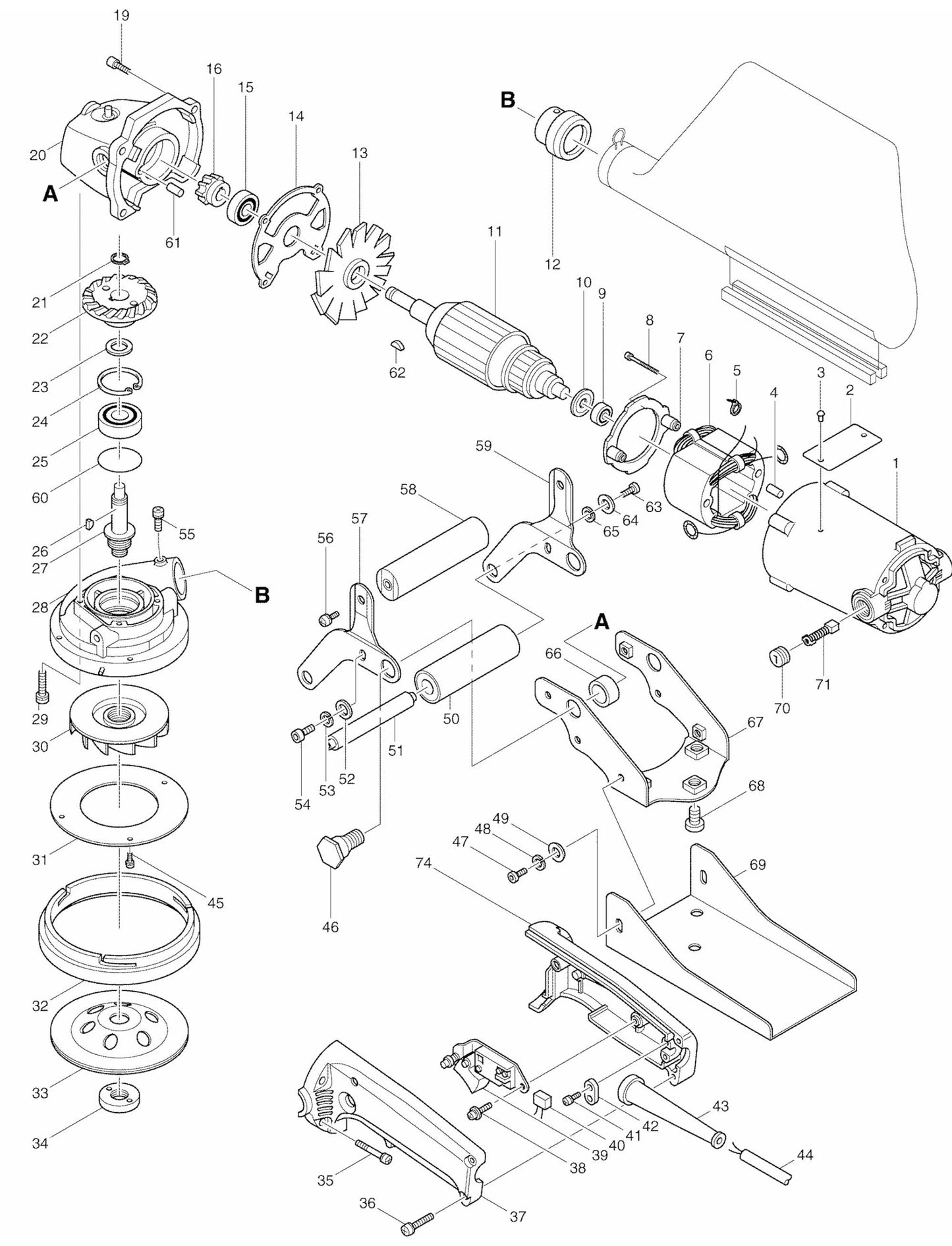 PC1100 Planer Assembly parts By Makita