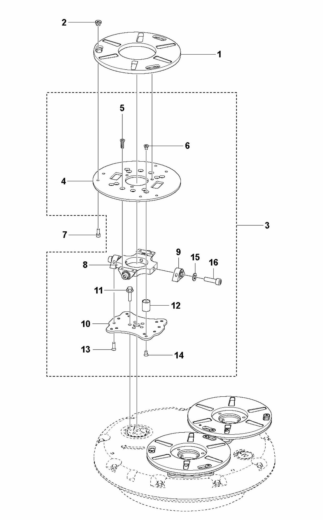 PG 510 Grinding Head Lower Assembly Parts