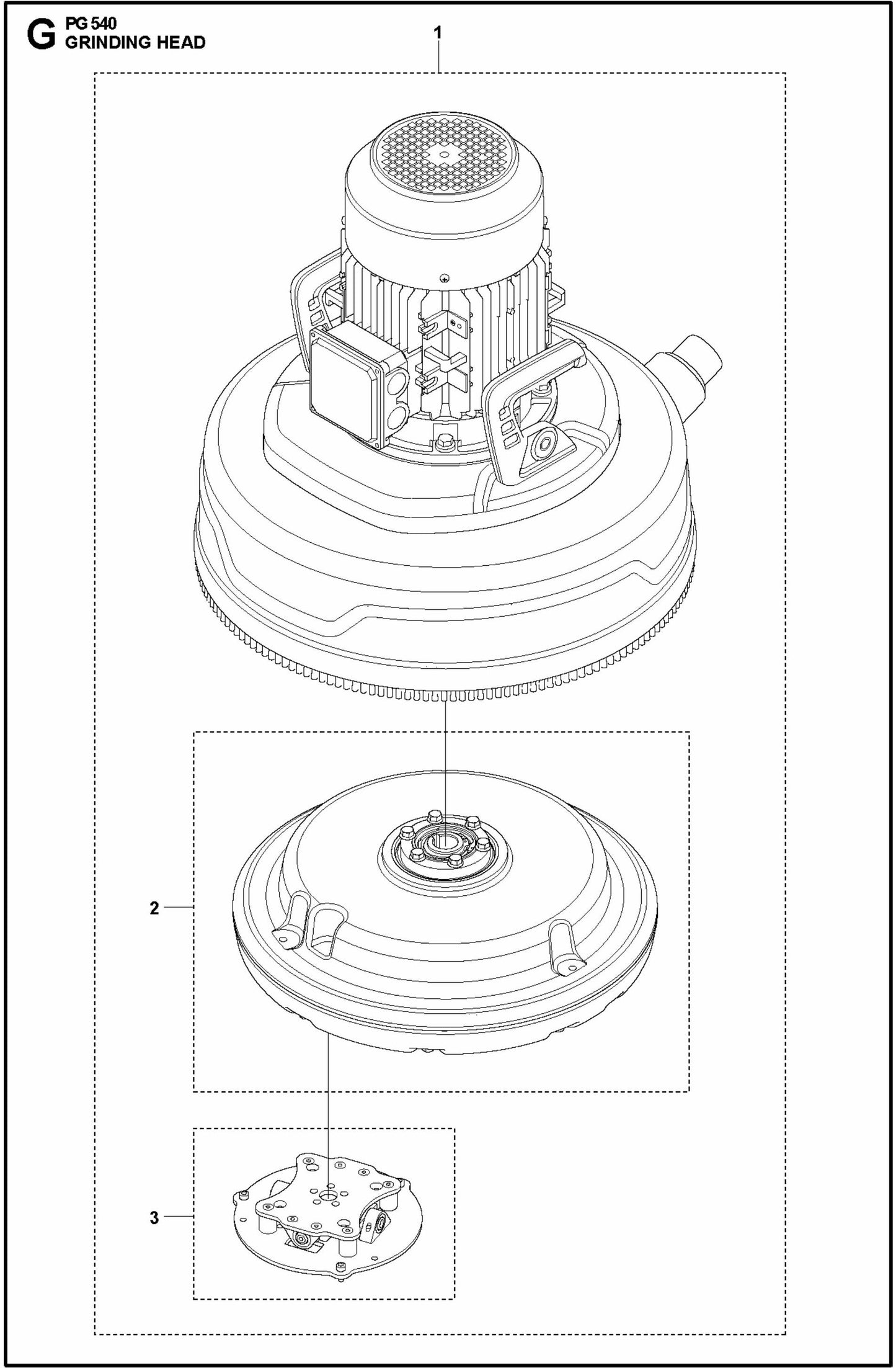 PG 540 2.2 kW Grinding Head Assembly Parts