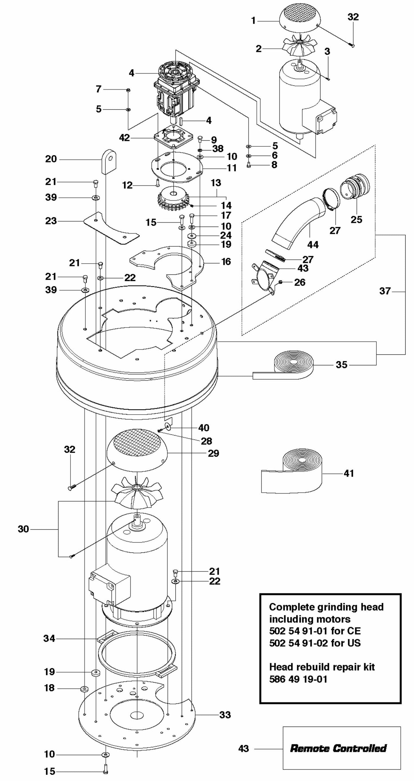 PG 680 RC Grinder Assembly Parts-1 By Husqvarna