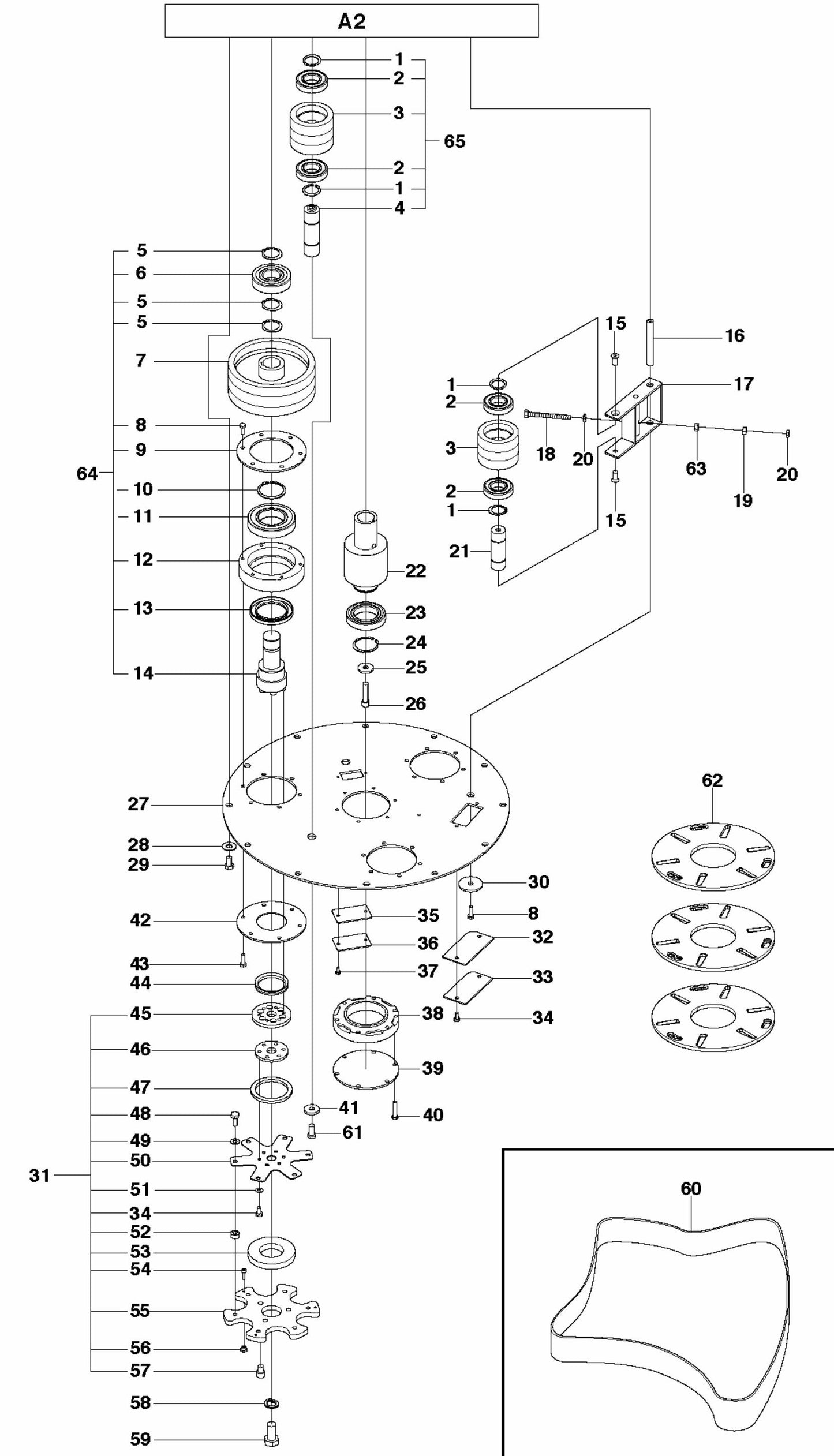 Grinding Head Assembly Parts-3 For PG 680 By Husqvarna