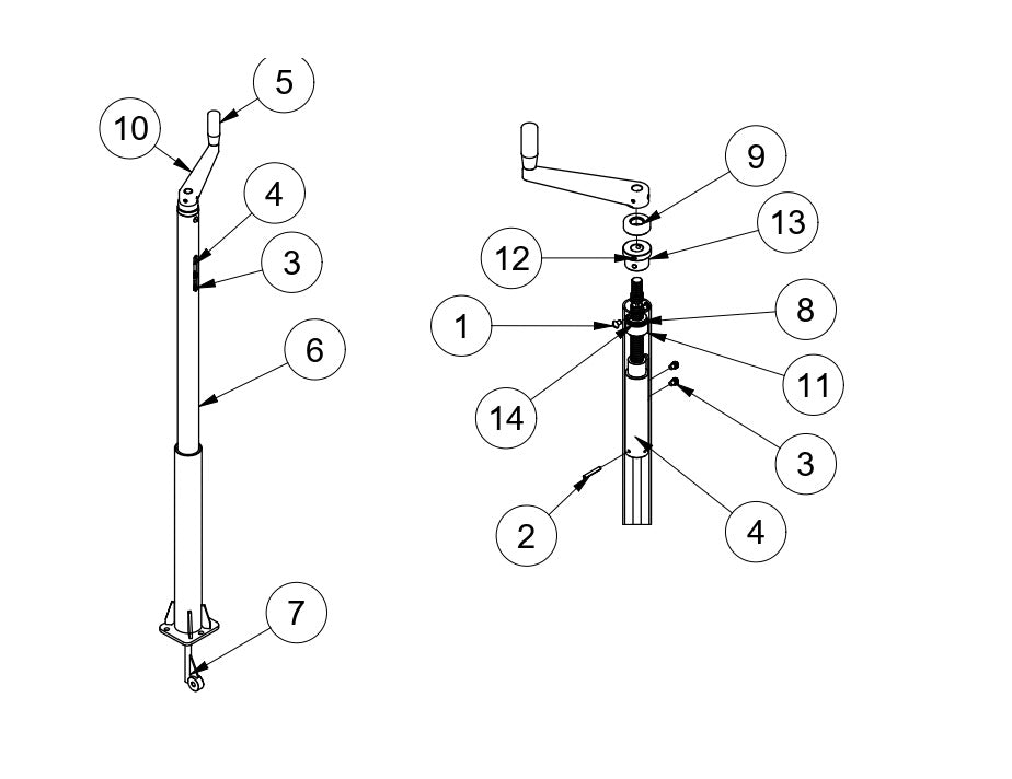 MSP445, MSP455, MP245 Mechanical Super Pro Riders Pitch Control Assembly Parts by Allen Engineering
