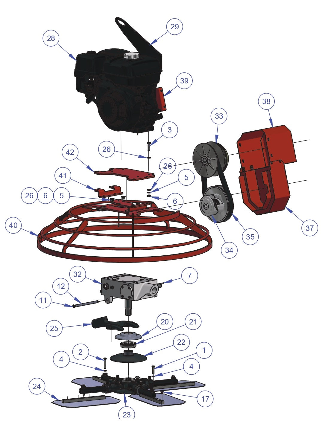 PRO430E / PRO436 / PRO436E / PRO436TC / PRO446 / PRO446TC Power Unit, 436 TC, Assembly Parts By Allen Engineering