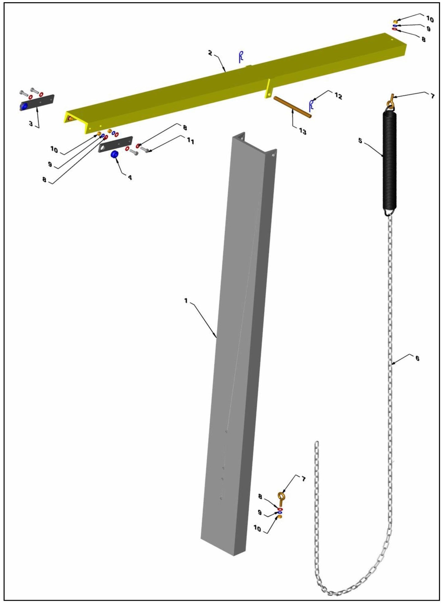 PRO-1200 Mast And Cross Beam Frame Assembly Parts
