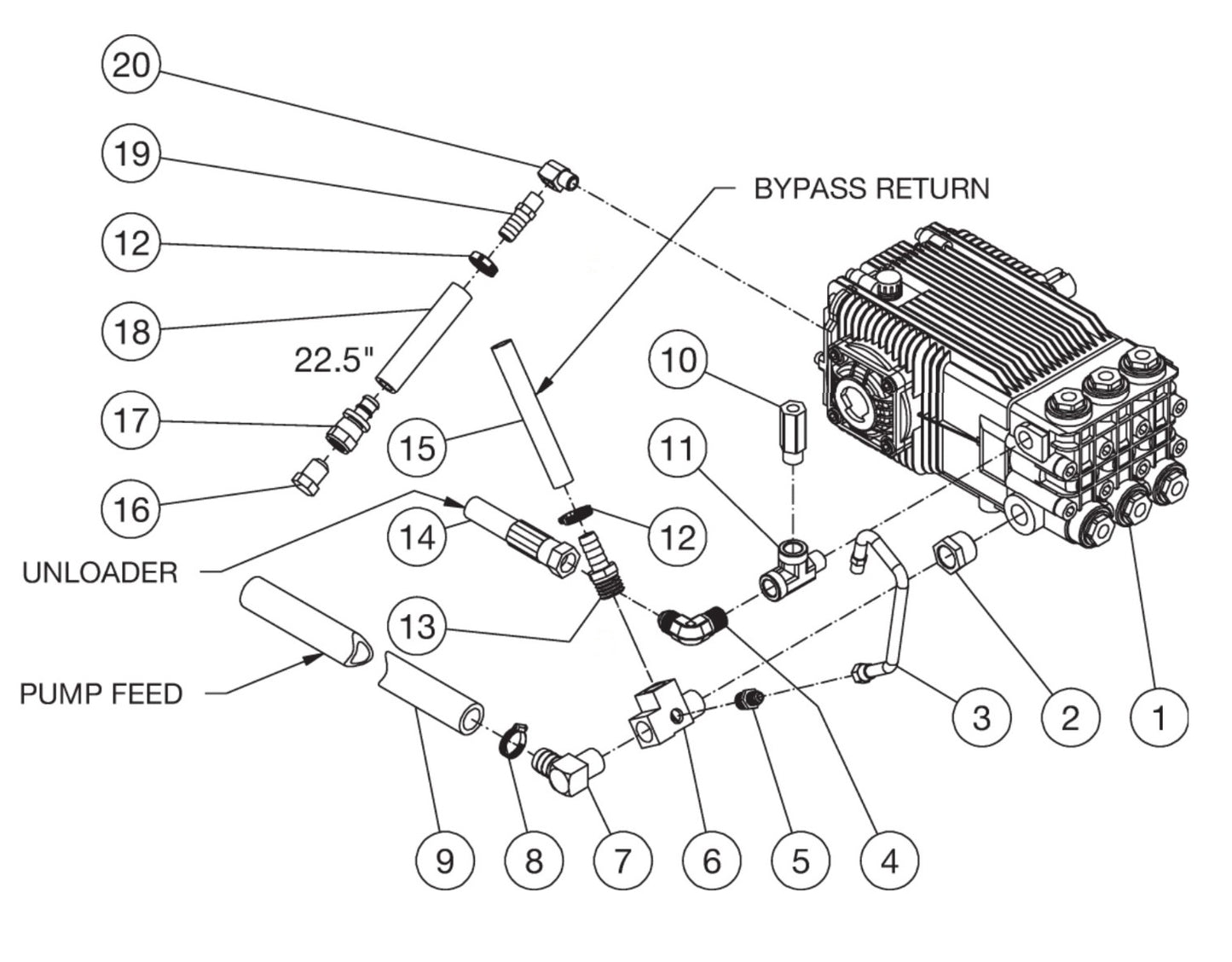 HS-4004-0MAK/0MAV/1MAH/1MAK/0MDK, HS-3008-0MGH/1MGK Pump Plumbing Assembly Parts by Mi-T-M