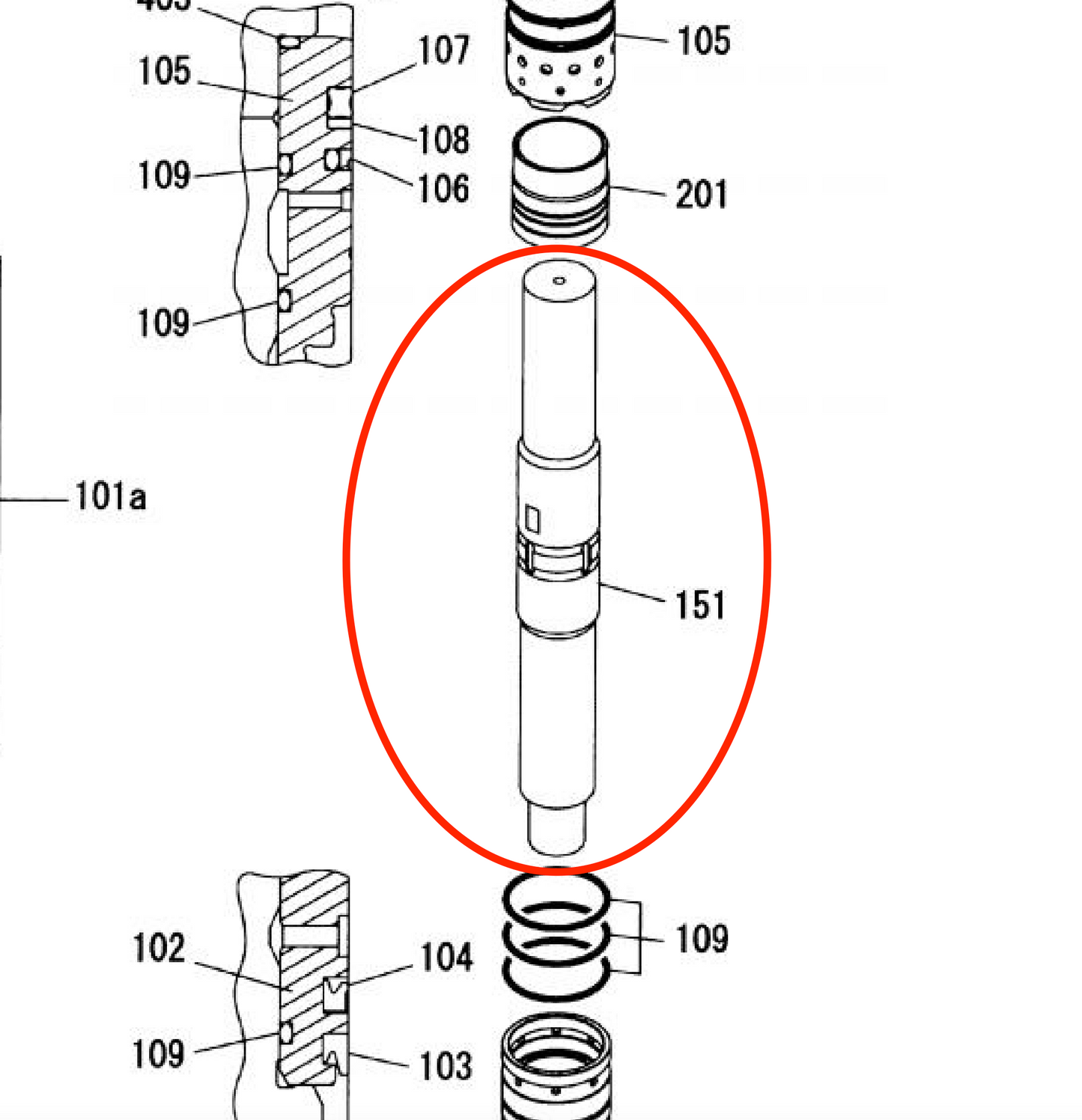 K002305110020 Piston for Fx15a Hydraulic Breaker by FRD Furukawa (Kent)
