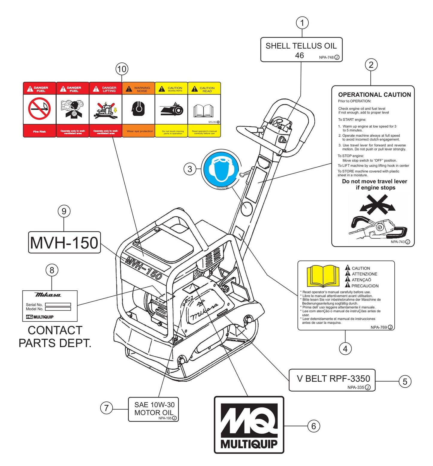 MVH-150D2 Nameplate and Decals Assembly Parts