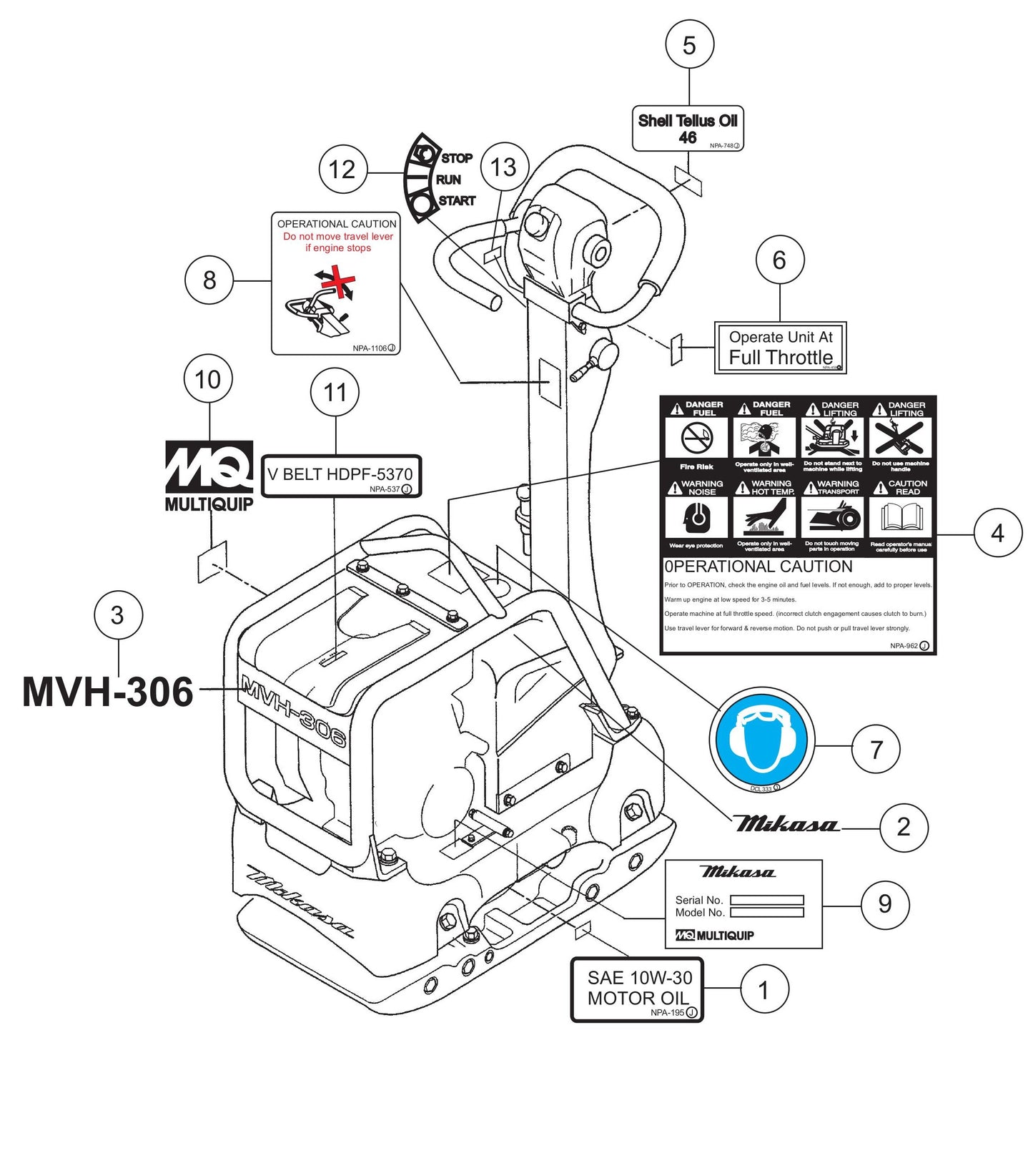 MVH306D Nameplate And Decals Assembly Parts