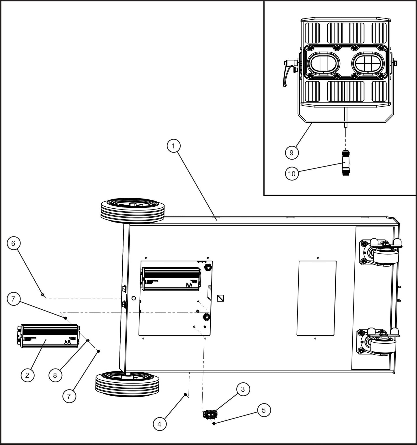 Port-A-Lite Single LED 50-60Hz Dual Lamp LED Base Assembly Group (3 of 3) Parts by Allmand