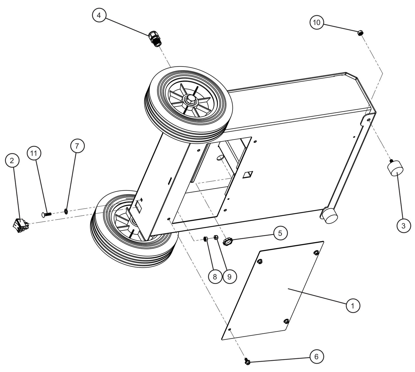 Port-A-Lite Single LED 50-60Hz Single Lamp LED Base Assembly Group (2 of 2) Parts by Allmand