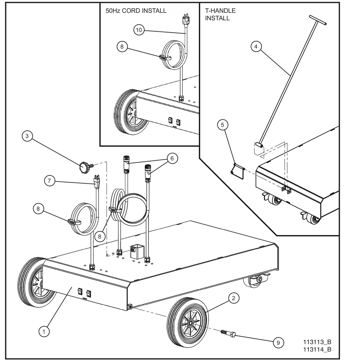 Port-A-Lite Dual LED 50-60Hz Dual Lamp LED Base Assembly Group (1 of 3) Parts for Portable Light Parts by Allmand