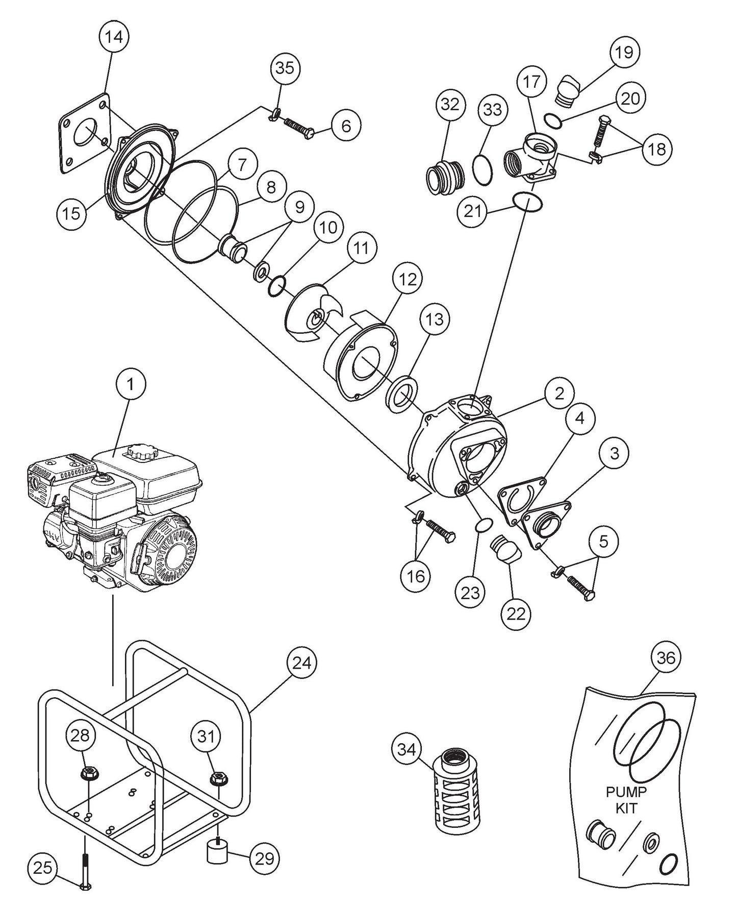 MQ QP204H Pump Assembly Parts