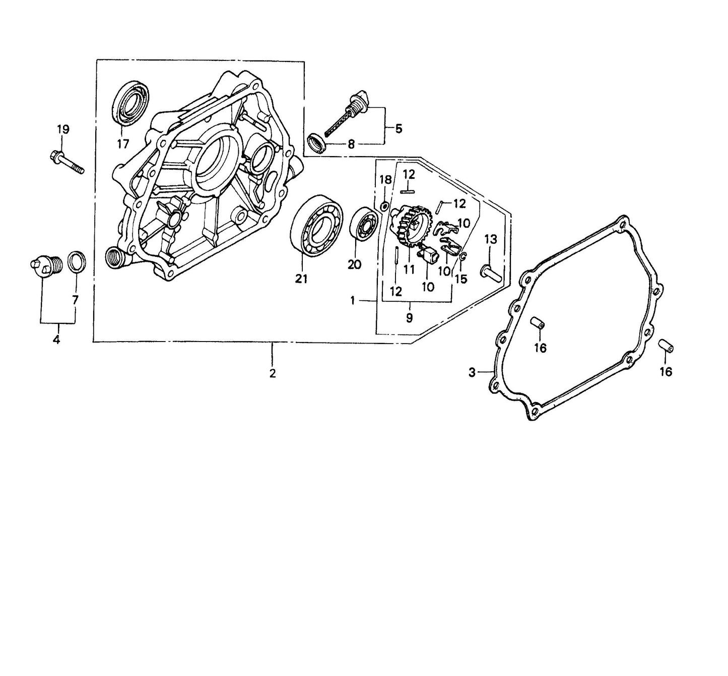 QP40TH HONDA GX340K1QA2 Engine Crankcase Cover Assembly Parts By Multiquip