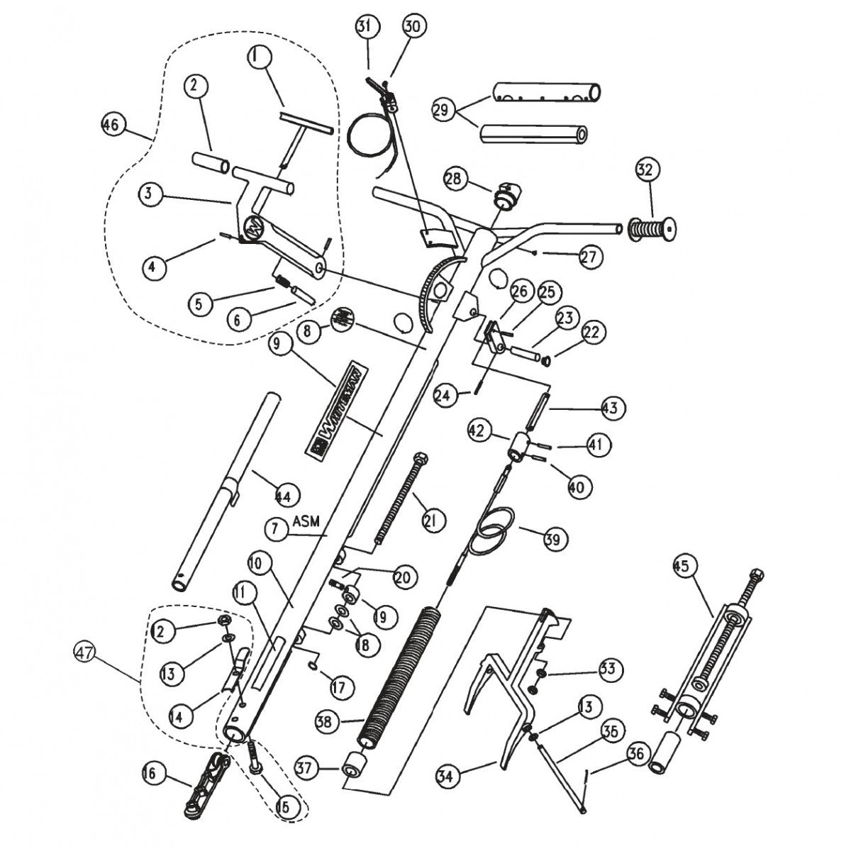 Quick Pitch™ Handle Parts for B Series Trowels by Multiquip Whiteman