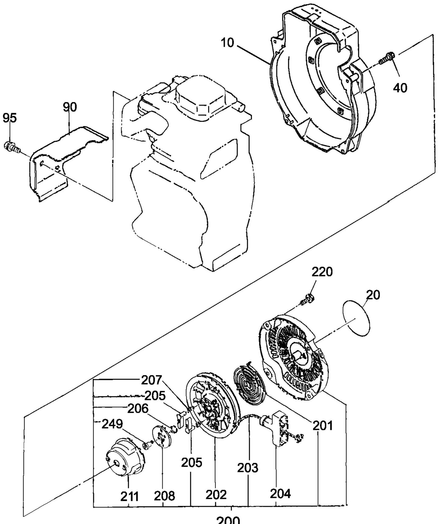 MT74FAF Robin EH-12-2D46051 Engine Recoil Starter Assembly Parts