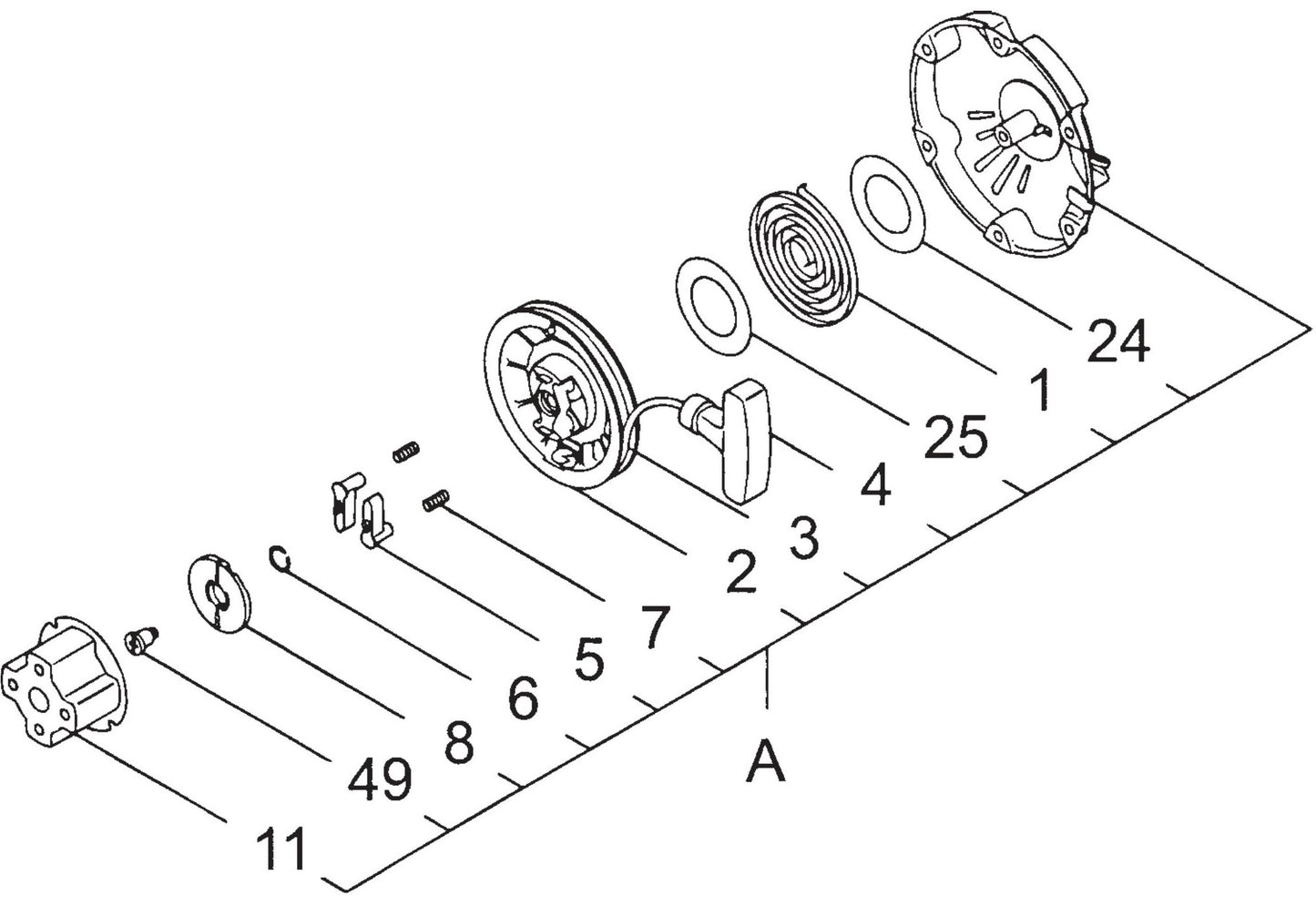 MT55F Robin EH-092D Engine Recoil Starter Assembly Parts