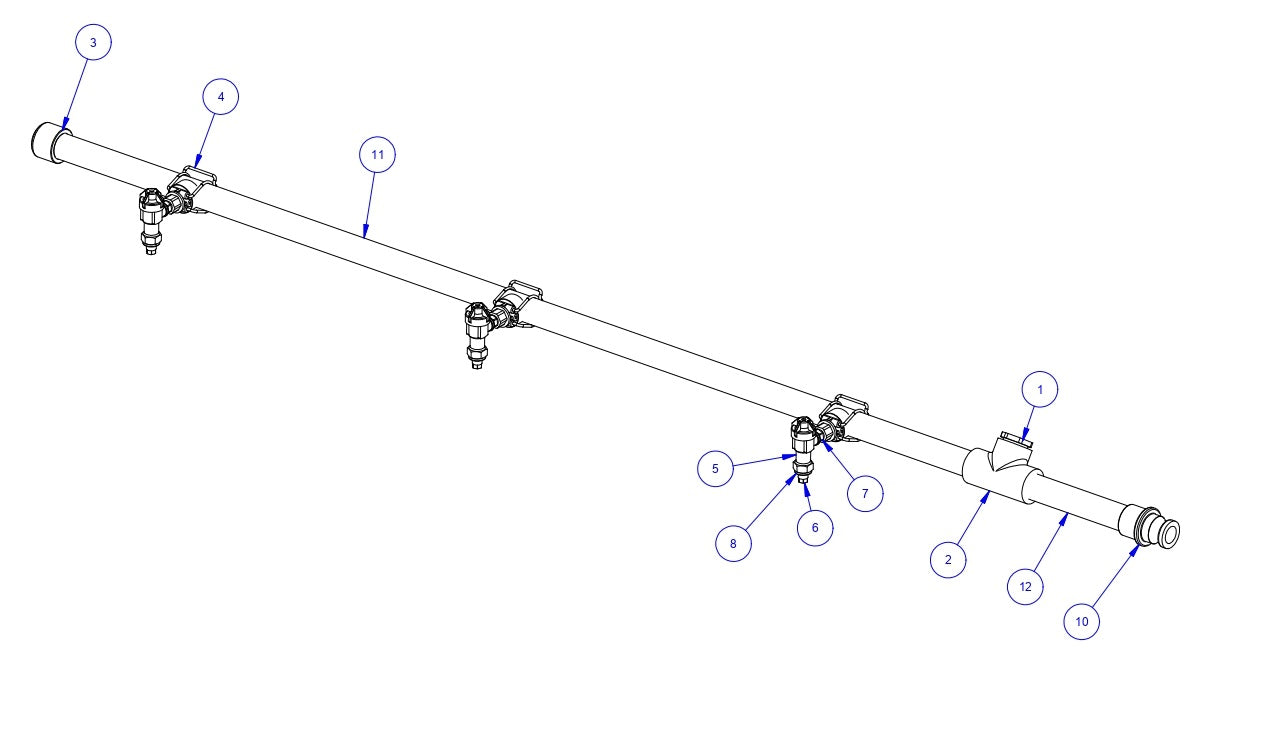 TRTP275 Triple Roller Tube Pavers RH 6’ Spray Bar Assembly Parts by Allen Engineering