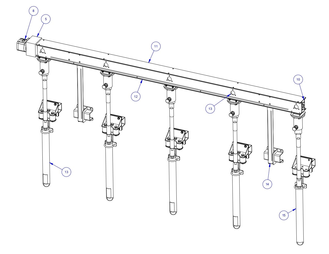 TRTP275 Triple Roller Tube Pavers RH Rack-5 Bank Assembly Parts by Allen Engineering