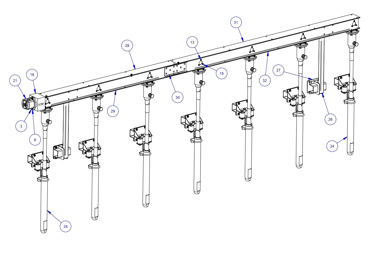 TRTP275 Triple Roller Tube Pavers RH Rack-7 Bank Assembly Parts by Allen Engineering