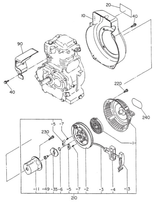 AAAAA GA-3.6RZ3 — ROBIN EH-25 ENGINE — Cooling & Starting Assy Parts By Multiquip