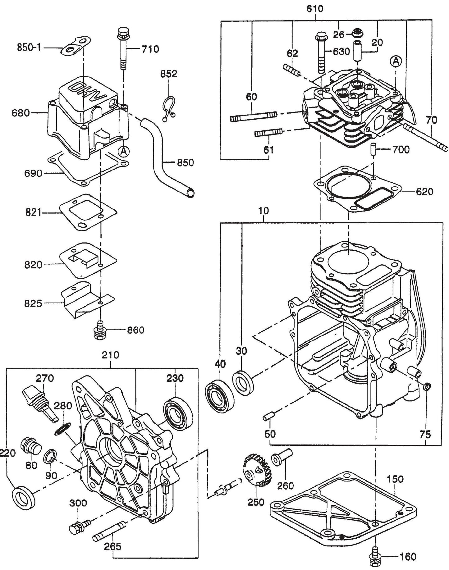 MT55F Robin EH-090D Engine Crankcase Assembly Parts