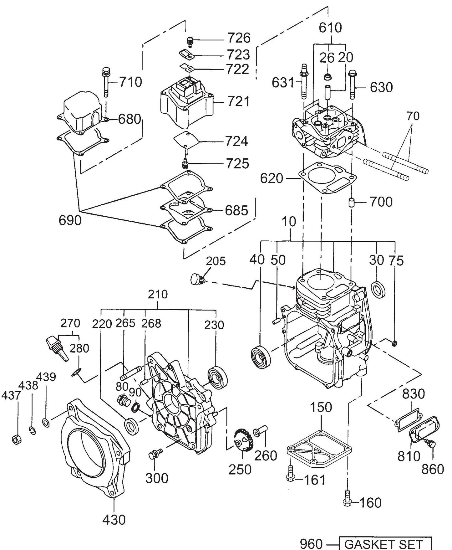 MT55F Robin EH-092D Engine Crankcase Assembly Parts