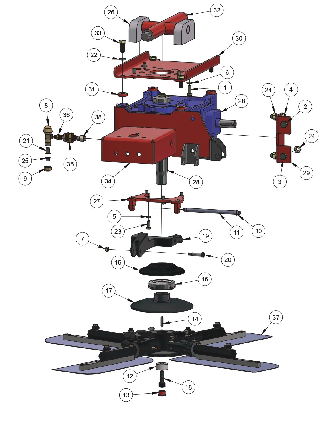 RP245 Polishing Trowels Rotor Assembly - Right hand Parts by Allen Engineering