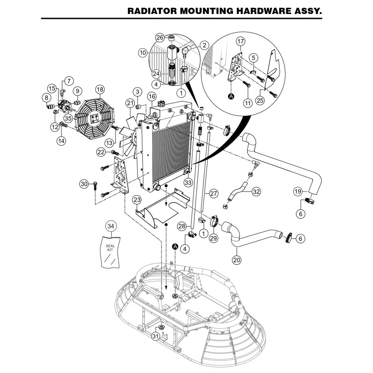 HTX6H Radiator Mounting Hardware Assembly Parts