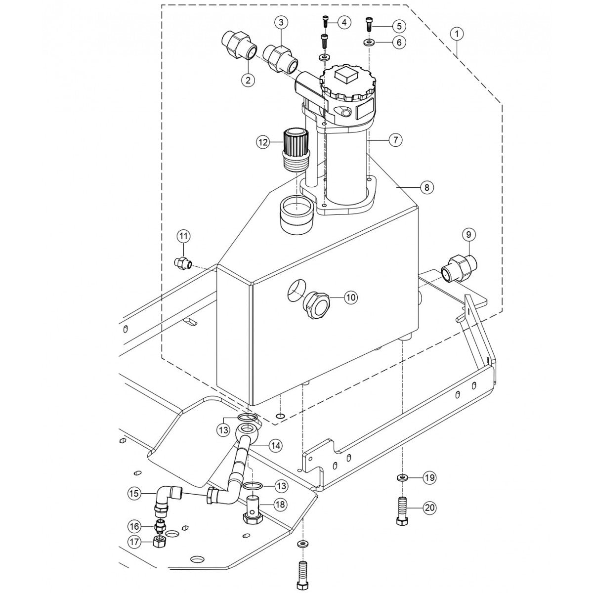 Hydraulic Oil Tank Assembly Parts for Rammax RX1575 SN 5570001 and Below Trench Roller By Multiquip