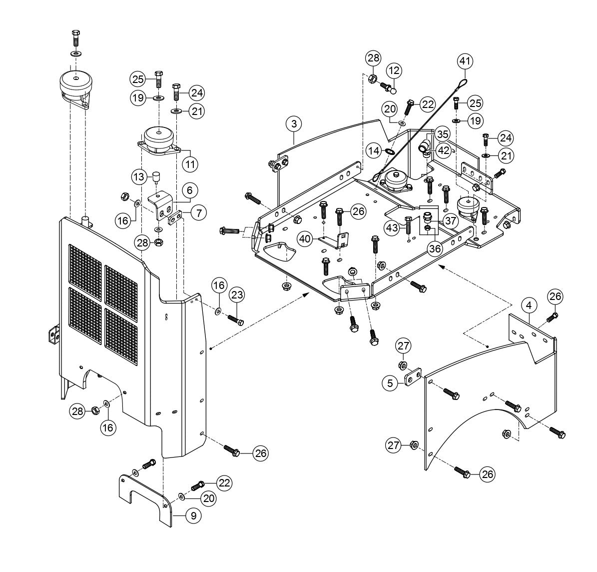 Chassis Front Assembly Parts for Rammax RX1575 SN 5570001 and Below Trench Roller By Multiquip