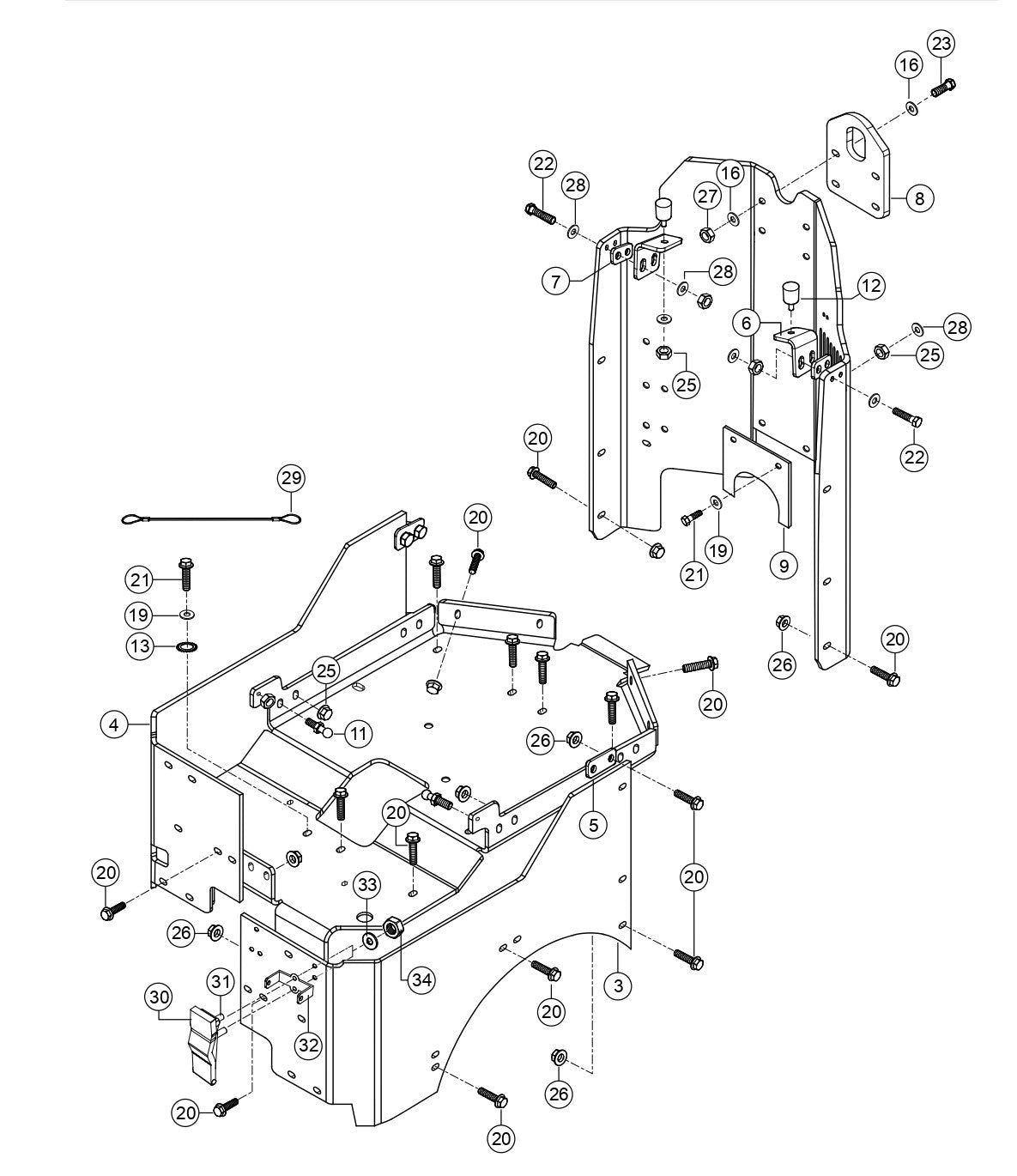 Chassis Rear Assembly Parts for Rammax RX1575 SN 5570001 and Below Trench Roller By Multiquip
