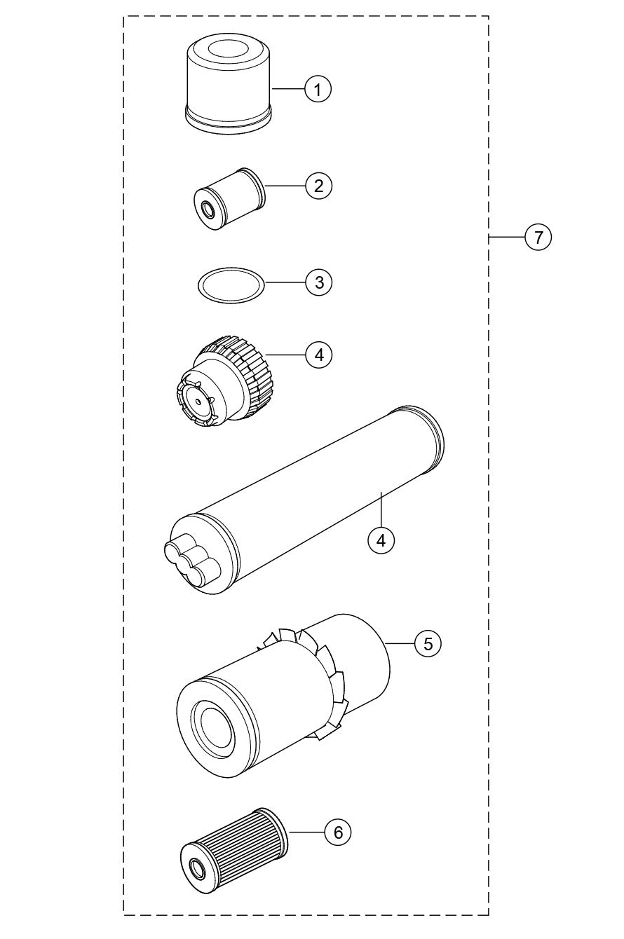 Filter Set Assembly Parts for Rammax RX1575 SN 5570001 and Below Trench Roller By Multiquip