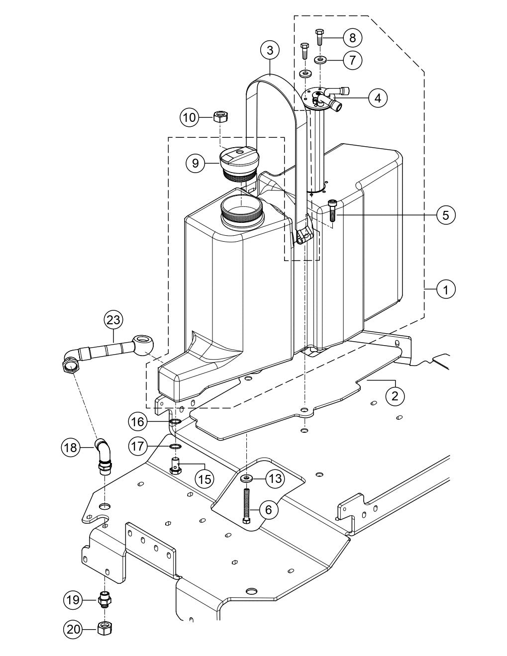 Fuel Tank Assembly Parts for Rammax RX1575 SN 5570001 and Below Trench Roller By Multiquip