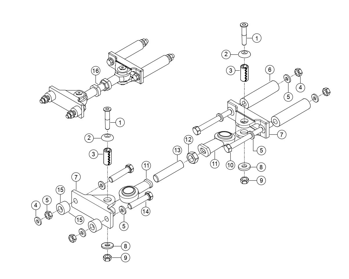 Pendulum Support Assembly Parts for Rammax RX1575 SN 5570001 and Below Trench Roller By Multiquip