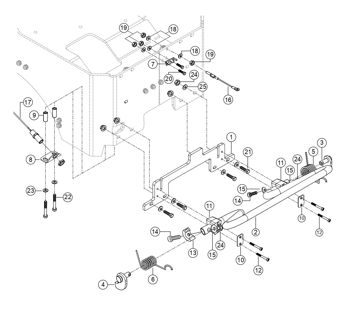 Shutdown Bar Assembly (Option) Parts for Rammax RX1575 Trench Roller with SN 5570002 to 5572979 By Multiquip