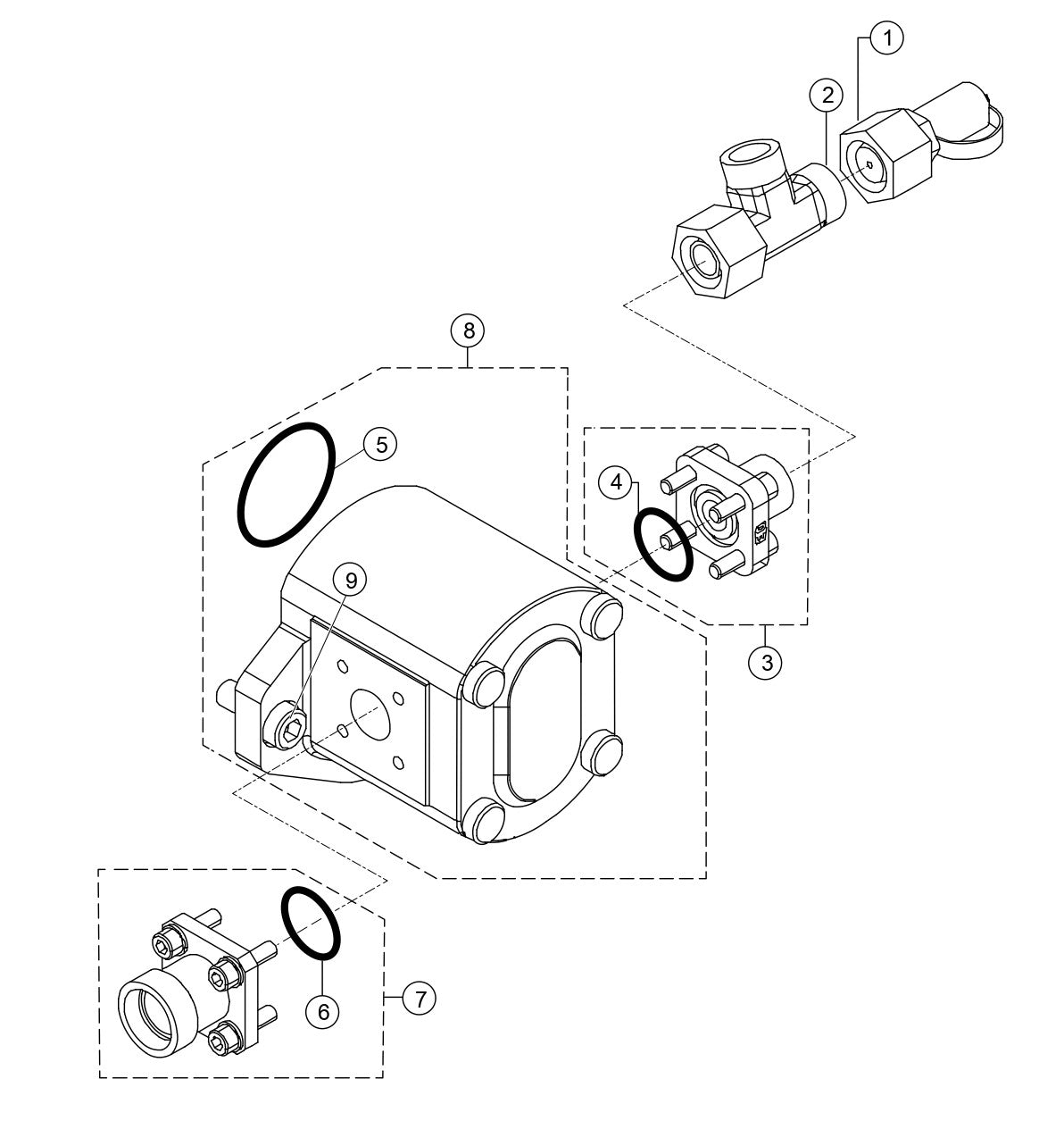 Gear Pump Assembly Parts for Rammax RX1575 SN 5570002 to 5572979 By Multiquip