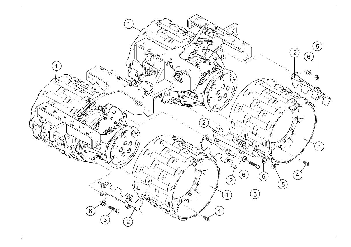 Drum 33" Assembly Parts with Rammax RX1575 Trench Roller with SN 5572980 and Above By Multiquip