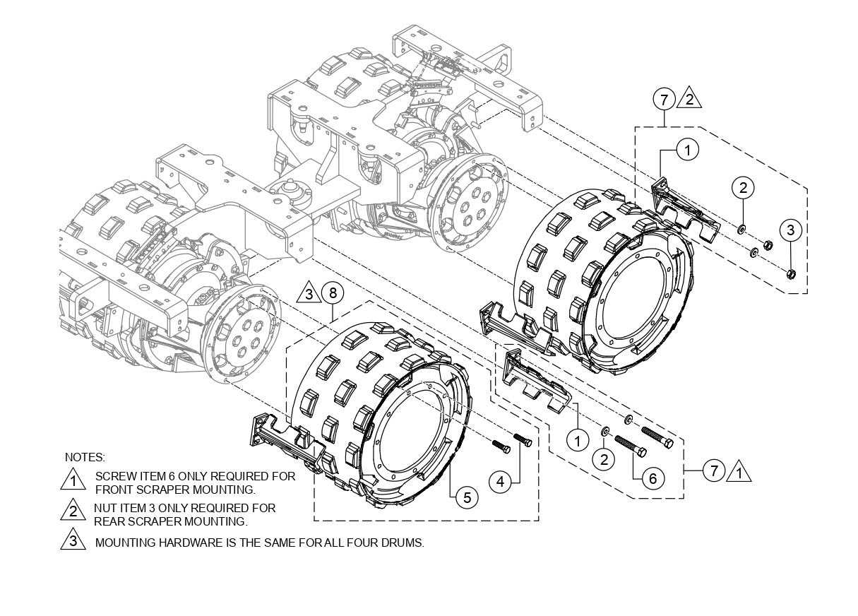 Drum Assembly Parts for Rammax RX1575 SN 5570002 and Below Trench Roller By Multiquip