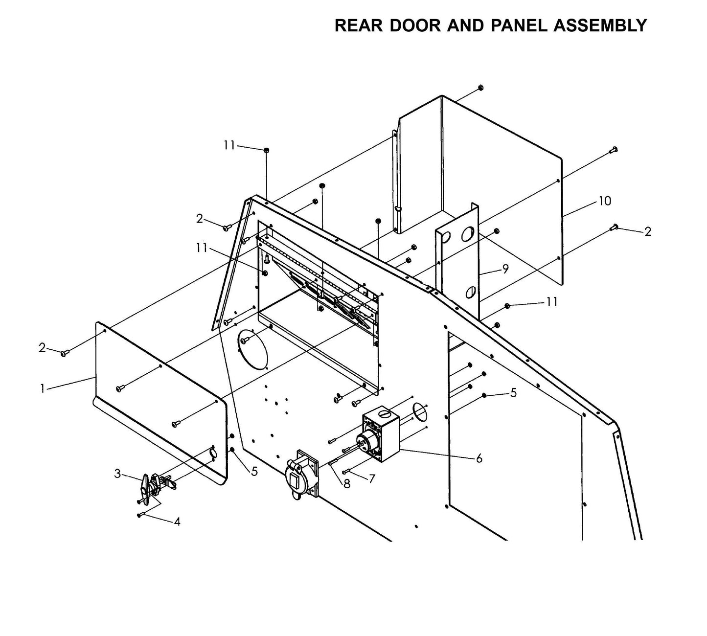 Maxi-Lite Laydown 15-20KW-Rear Door and Panel Assembly Parts By Allmand