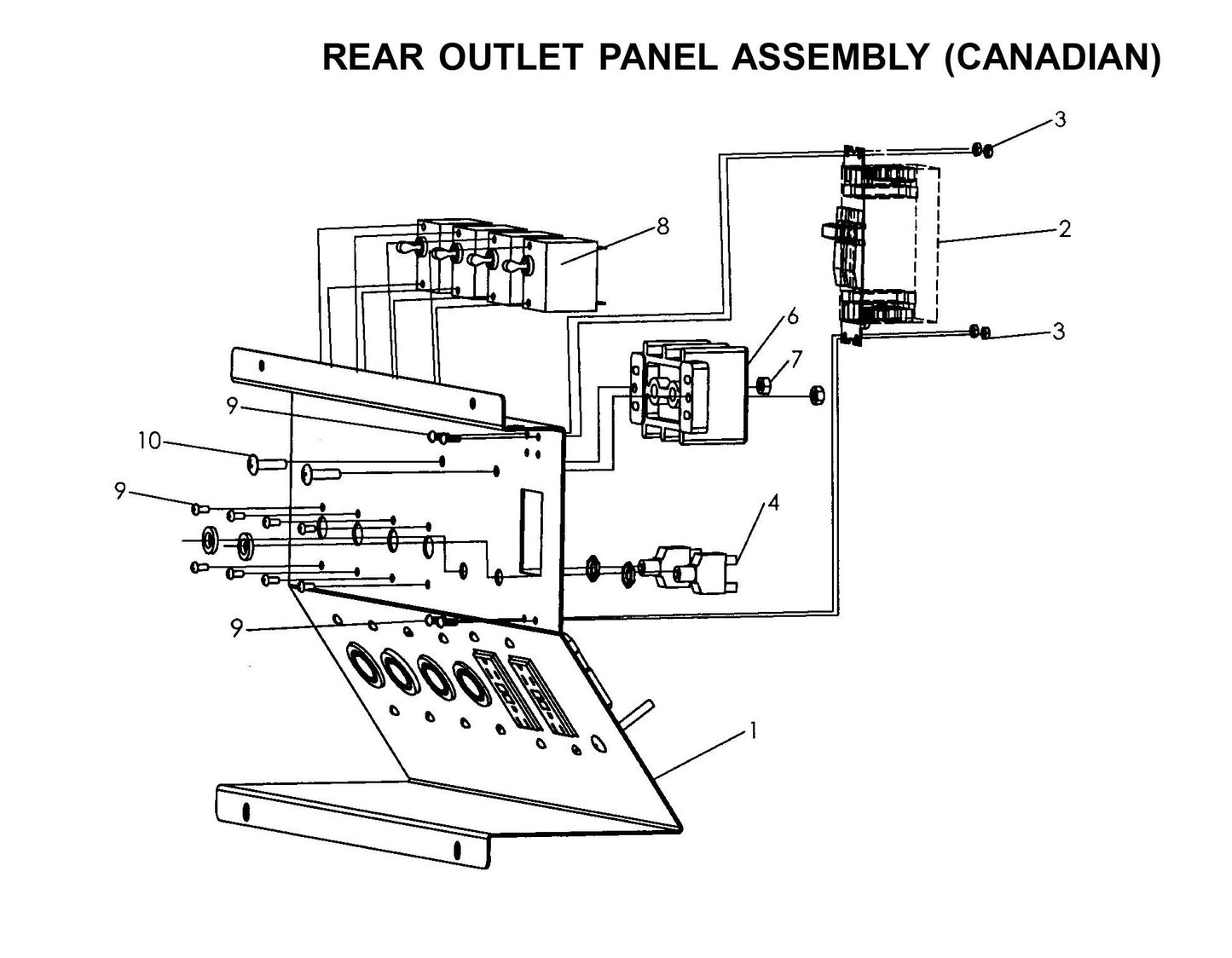 Maxi-Lite Laydown 15-20KW-Rear Outlet Panel Assembly (Canadian) Fig 1 Parts By Allmand
