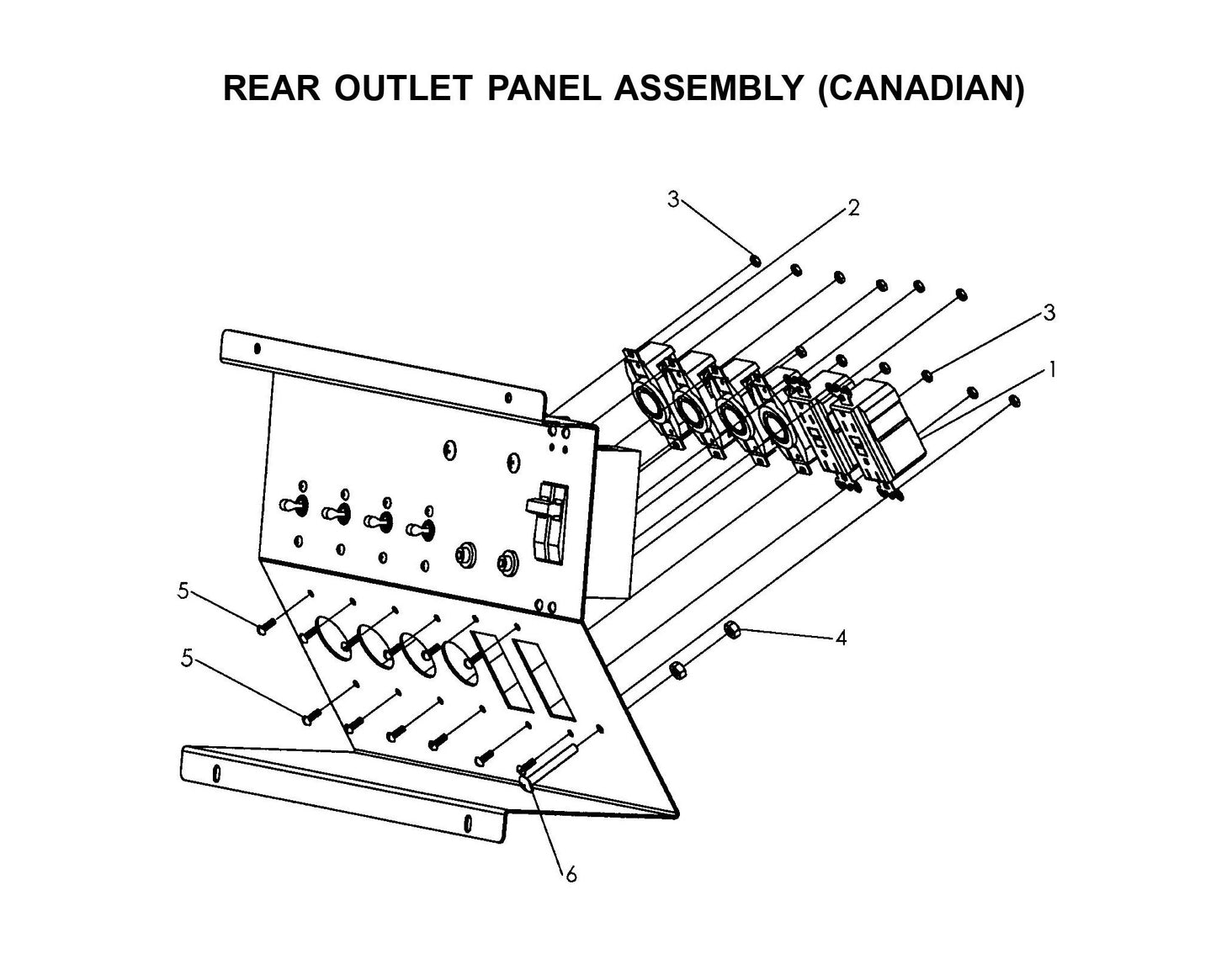 Maxi-Lite Laydown 15-20KW-Rear Outlet Panel Assembly (Canadian) Fig 2 Parts By Allmand