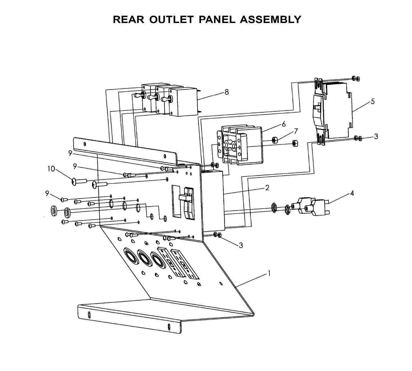 Maxi-Lite Laydown 15-20KW-Rear Outlet Panel Assembly (Fig 1) Parts By Allmand