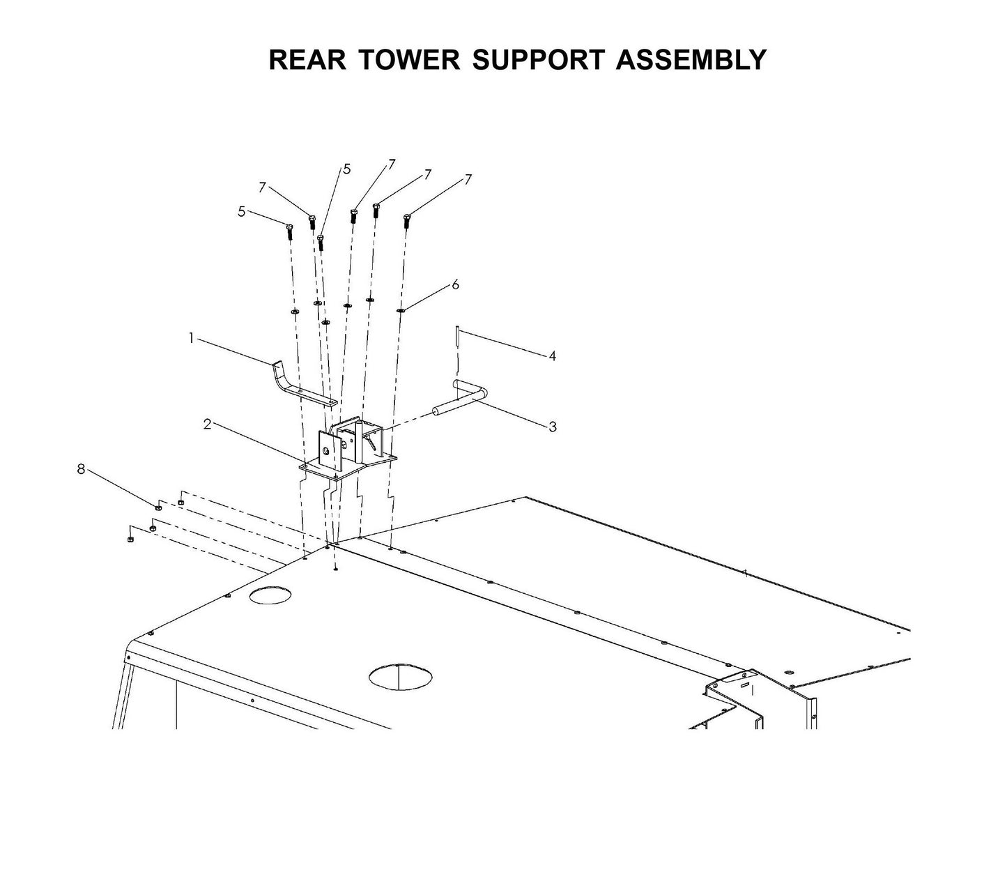 Maxi-Lite Laydown 15-20KW-Rear Tower Support Assembly Parts By Allmand