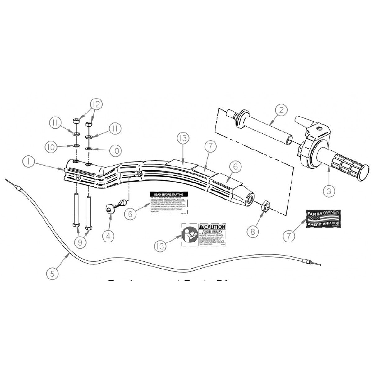 Replacement Parts Diagram Throttle Handle Assembly Parts By General Equipment