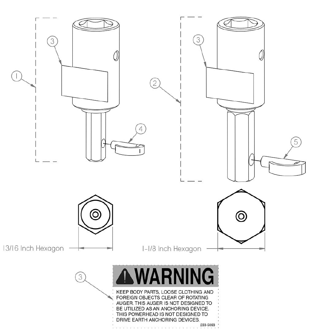Replacement Parts Diagram 4400 Series Couplers (Use With 4400-2E3 And 4400-3E3 Augers) Assembly Parts By General Equipment
