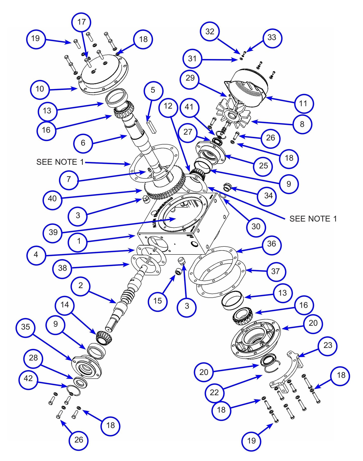 MSP445 (Pre 2021) LH 20:1 Super Heavy Duty Gearbox Assembly Parts