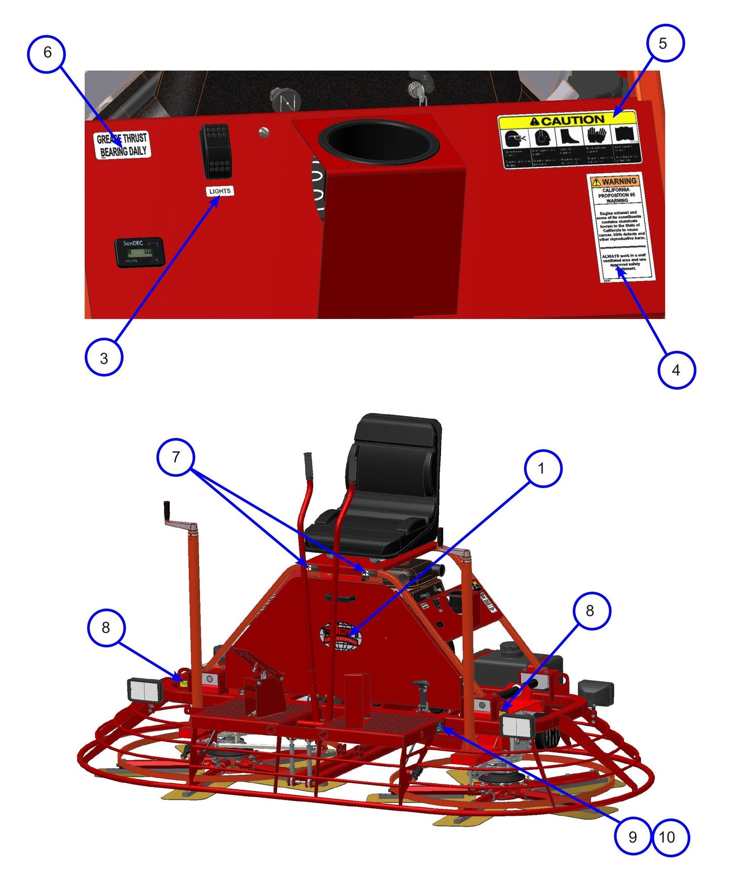 MSP445 (Pre 2021) Front View Identification and Marking Decals Assembly Parts